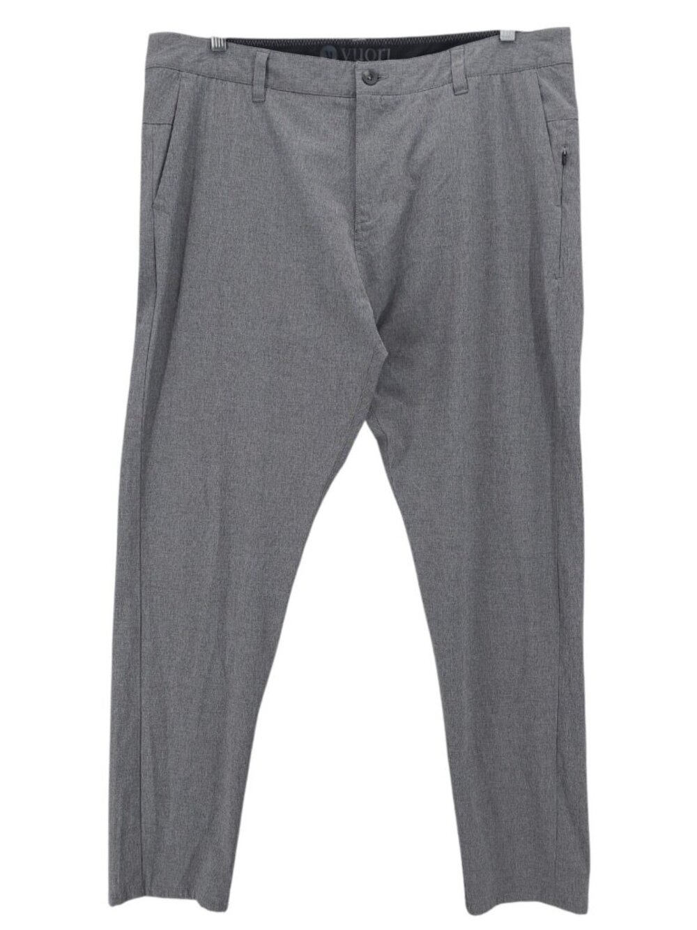 Vuori Aim Pants Gray Heather Athletic Slim Fit Stretch Casual Everyday EUC Sz 38